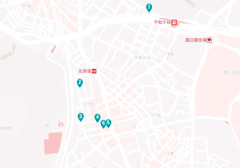 千駄ヶ谷エリアのプロジェクトマップ